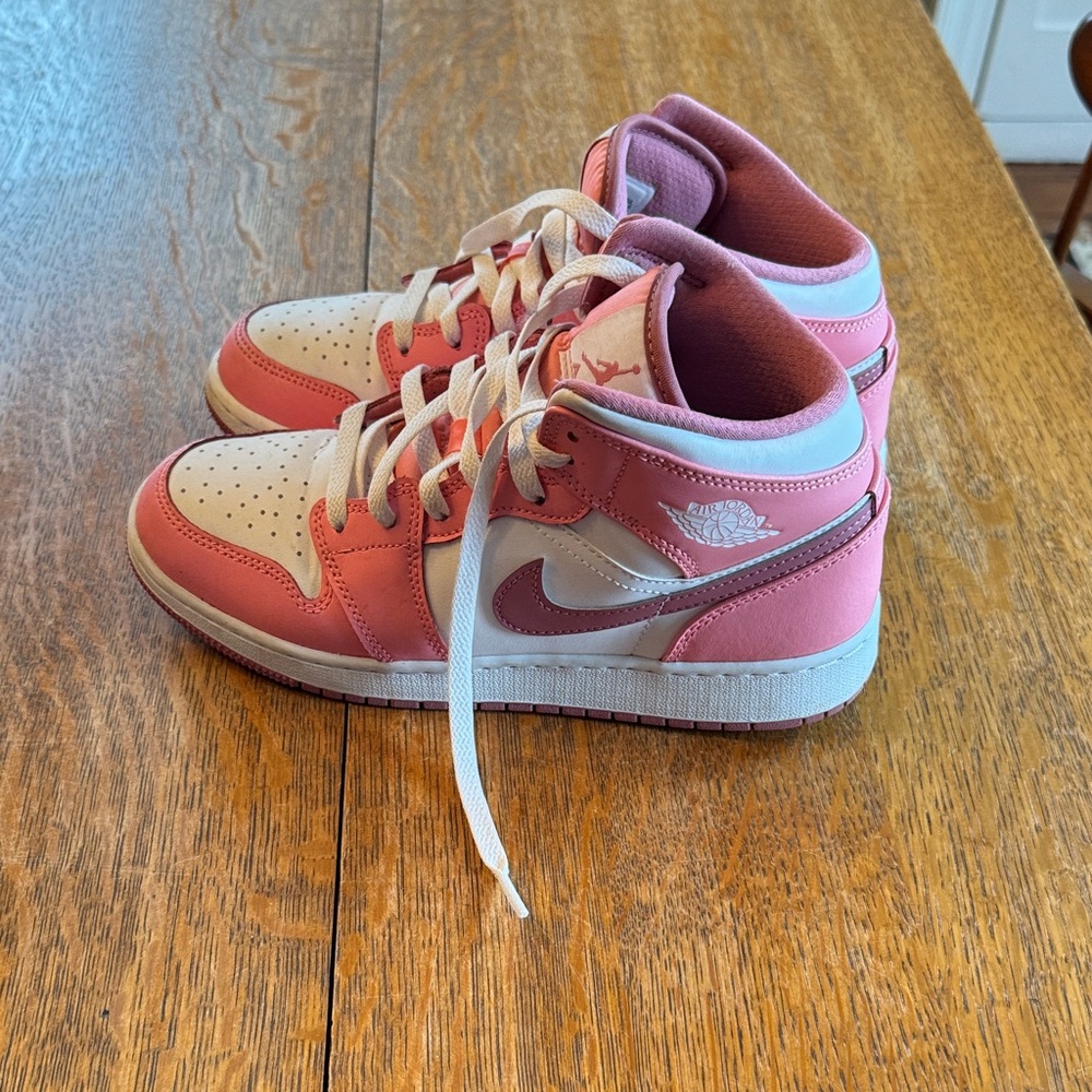 Jordan Kids' Pink and White High-Top Sneakers - Picture 3 of 6